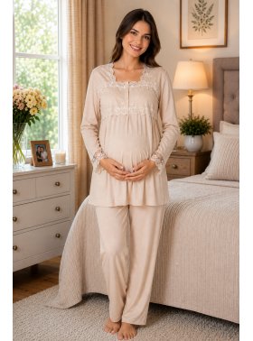 Effortt 2403 Bej Lohusa Pijama Takım